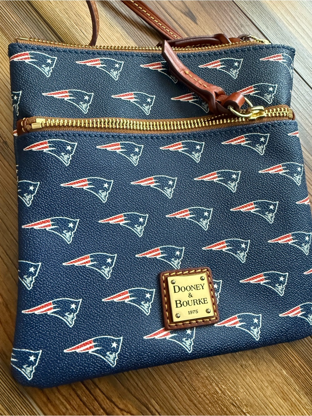 Dooney & Bourke Navy & Brown Patriots Crossbody Bag - Picture 2 of 4